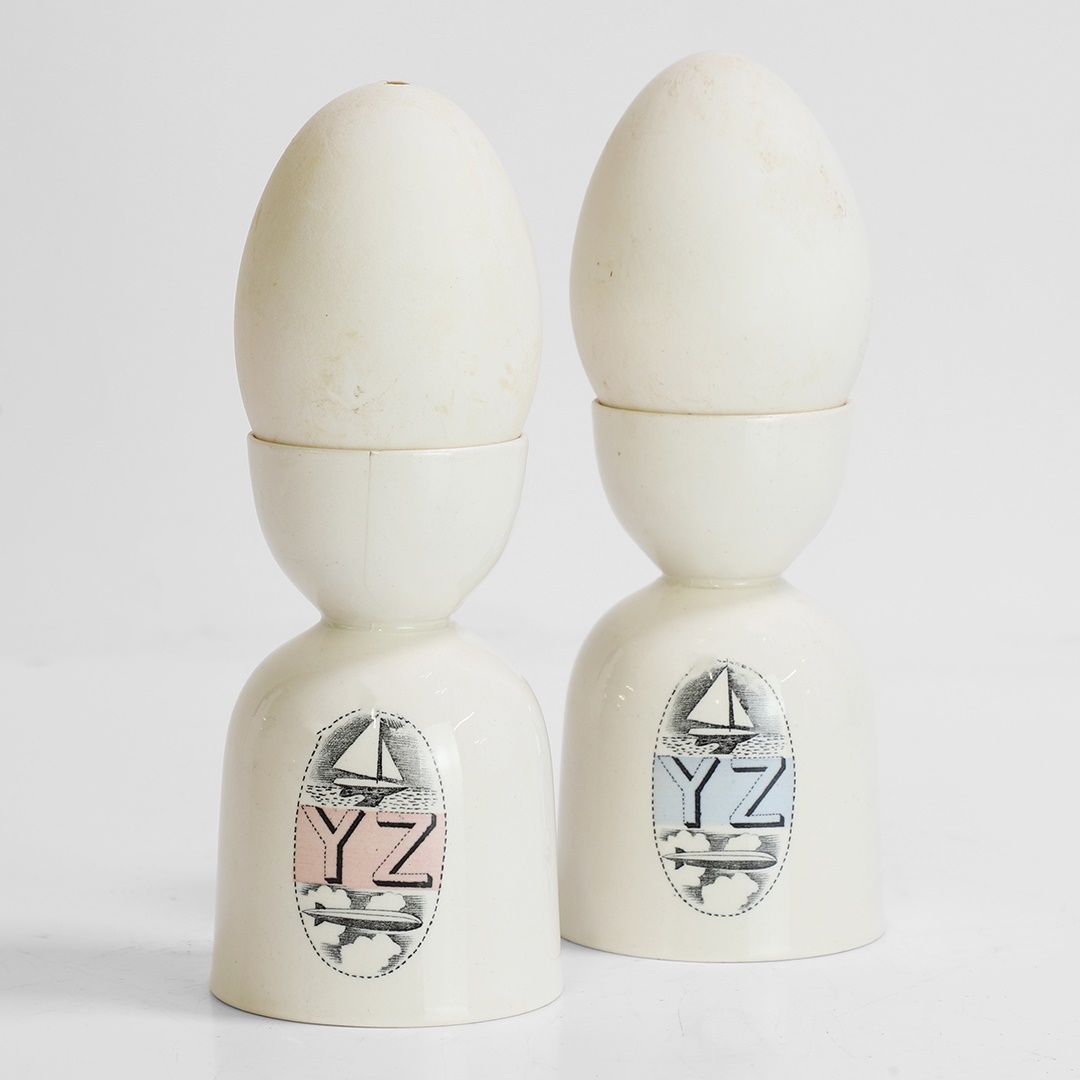 Eric Ravilious (1903-1942) for Wedgwood, a blue 'Alphabet' egg cup (£700-900)